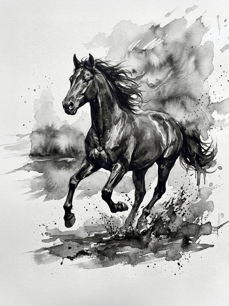Wild Gallop — Ink Wash Fine Art Print