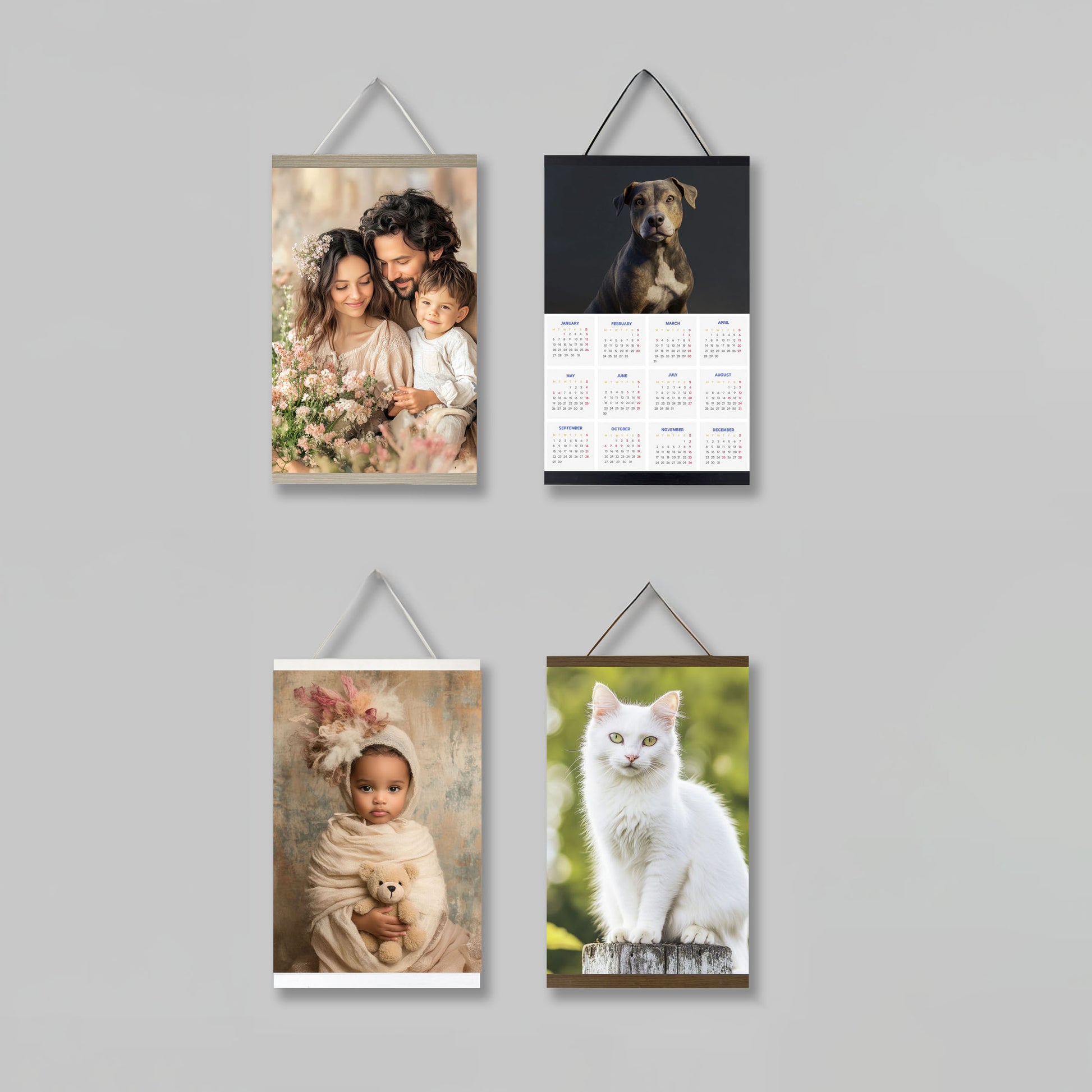 Personalised magnetic poster hanger with photo print, A4 portrait, FSC wood frame | GiftlyArtPrint
