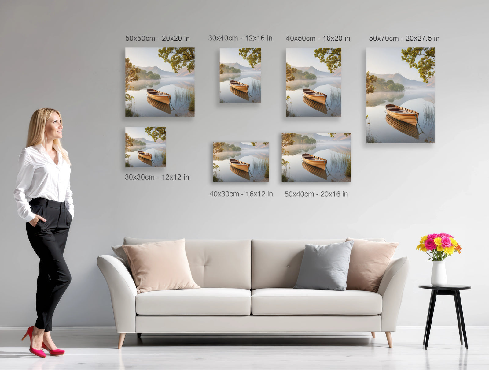 Dibond size comparison on wall